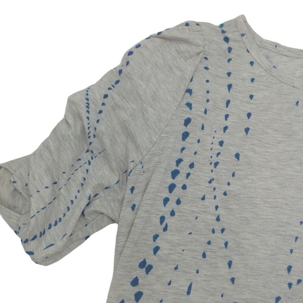 Democracy Womens 1X Gray Blue Abstract Dotted Print Puff Sleeve Top W3V08398E - Picture 4 of 5